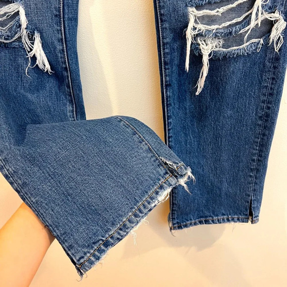 Brandon Maxwell Boyfriend Distressed Straight Leg Designer Denim Jeans 29 - Picture 3 of 11